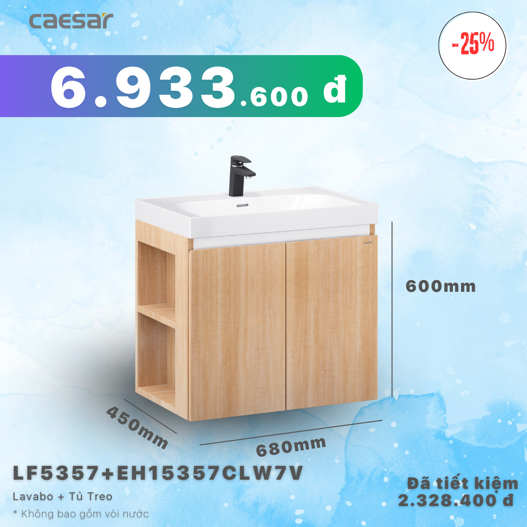  Khuyến mãi ưu đãi - Lavabo + Tủ treo-  LF5357 + EH15357CLW7V 
