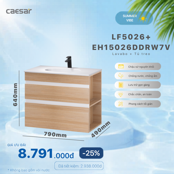  Khuyến mãi ưu đãi - Lavabo + Tủ Treo - LF5026 + EH15026DDRW7V 