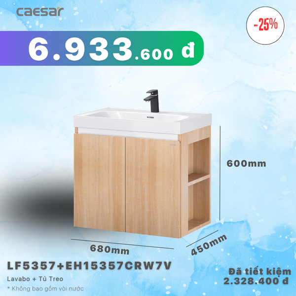 Khuyến mãi ưu đãi - Lavabo + Tủ Treo - LF5357 + EH15357CRW7V