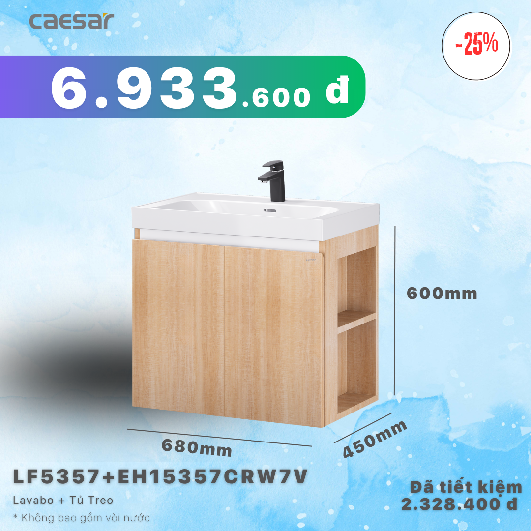  Khuyến mãi ưu đãi - Lavabo + Tủ Treo - LF5357 + EH15357CRW7V 