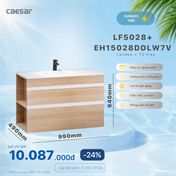  Khuyến mãi ưu đãi - Lavabo + Tủ Treo - LF5028 + EH15028DDLW7V 