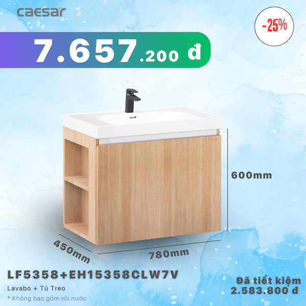 Khuyến mãi ưu đãi - Lavabo + Tủ treo - LF5358 + EH15358CLW7V
