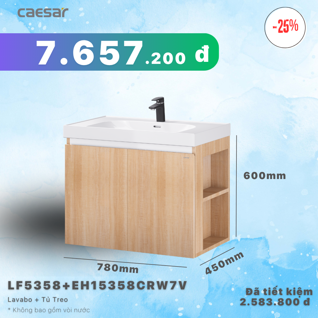  Khuyến mãi ưu đãi - Lavabo + Tủ treo - LF5358 + EH15358CRW7V 
