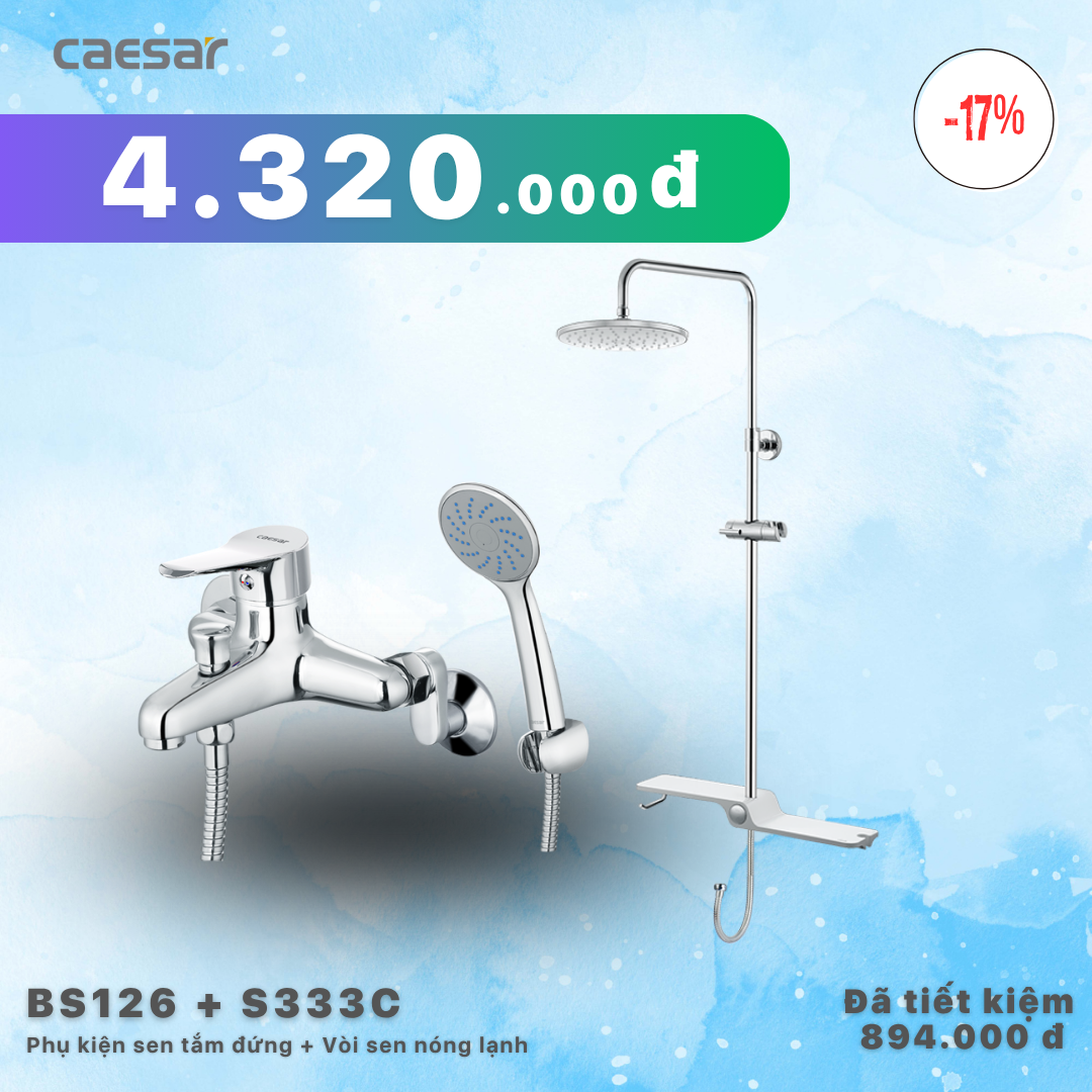  Khuyến mãi ưu đãi-Phụ Kiện Sen Tắm Đứng + Sen tắm nóng lạnh - BS126 + S333C 