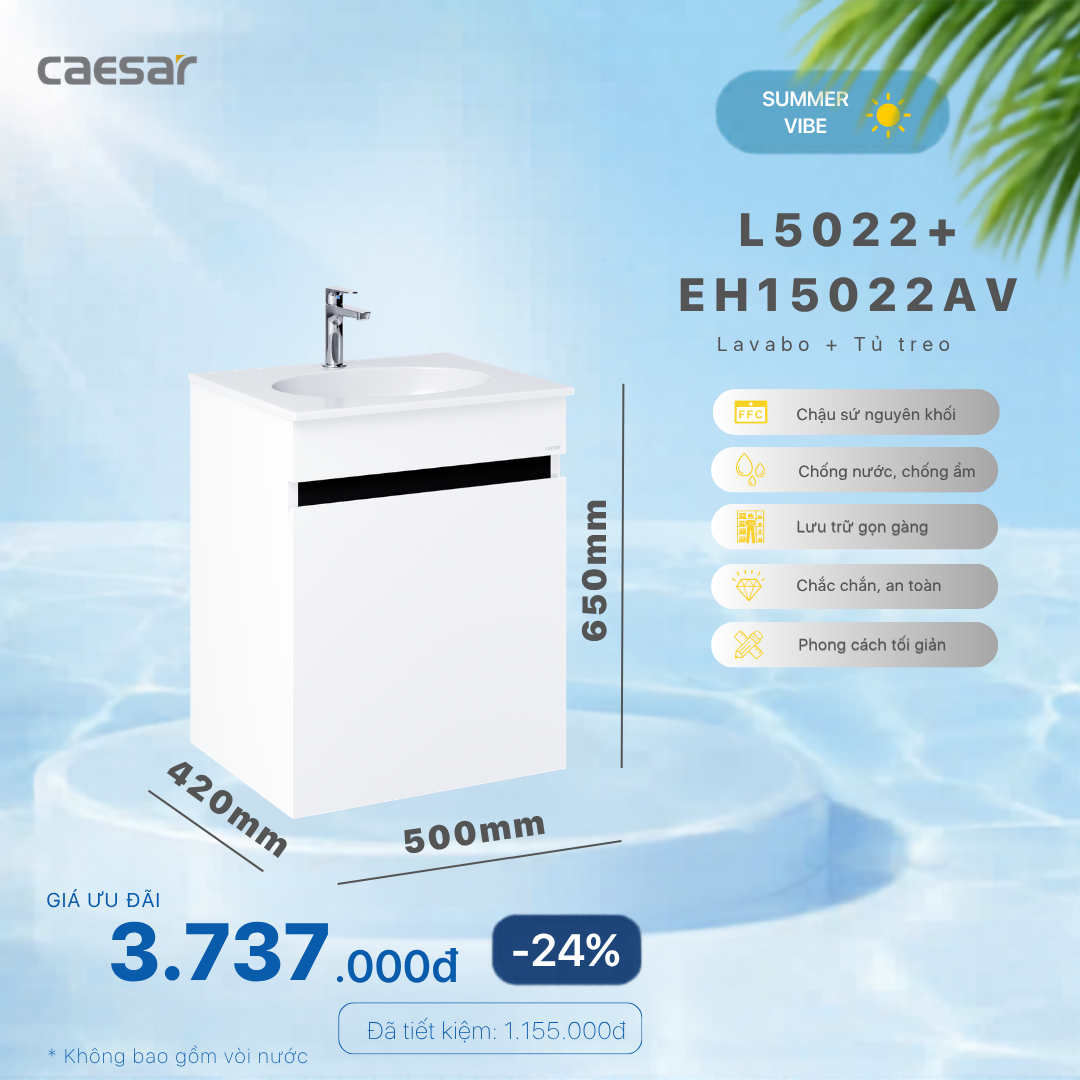  Khuyến mãi ưu đãi - Lavabo + Tủ treo - L5022 + EH15022AV 