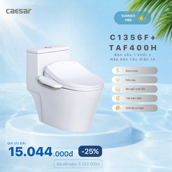 Khuyến mãi ưu đãi - Bàn cầu một khối + Nắp bàn cầu điện tử - C1356F + TAF400H
