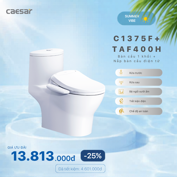 Khuyến mãi ưu đãi - Bàn cầu một khối + Nắp bàn cầu điện tử - C1375F + TAF400H