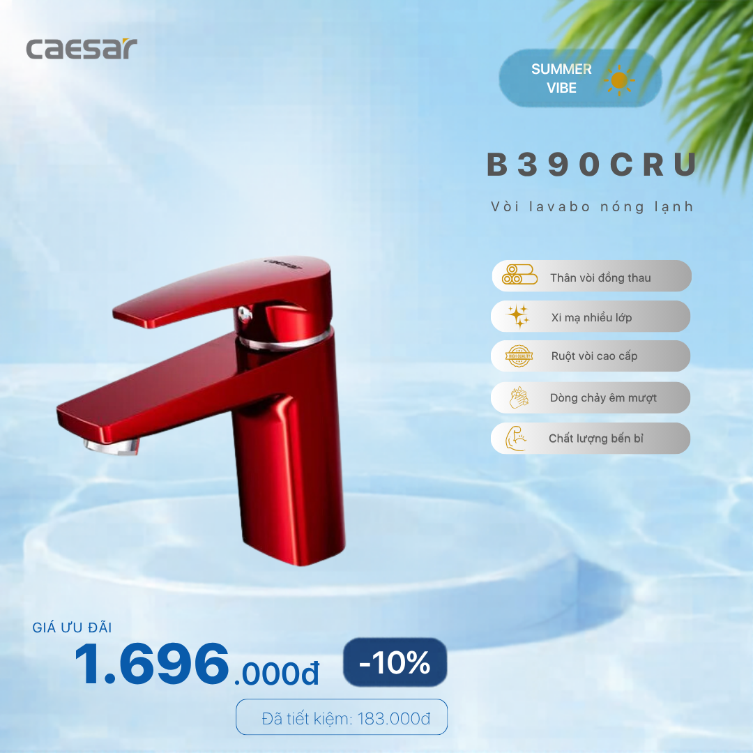  Khuyến mãi ưu đãi Vòi Lavabo Nóng Lạnh - B390CRU 