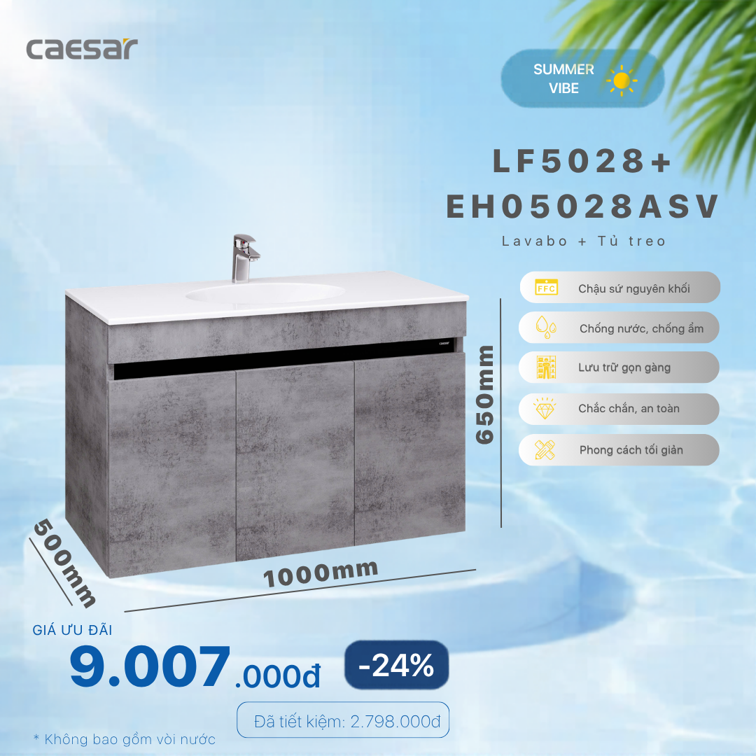  Khuyến mãi ưu đãi - Lavabo + Tủ treo - LF5028 + EH05028ASV 