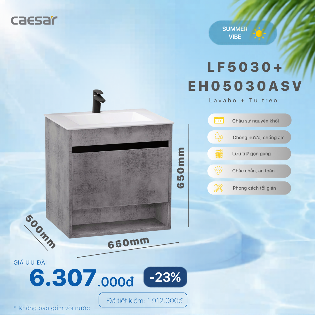  Khuyến mãi ưu đãi Lavabo + Tủ treo - LF5030 + EH05030ASV 
