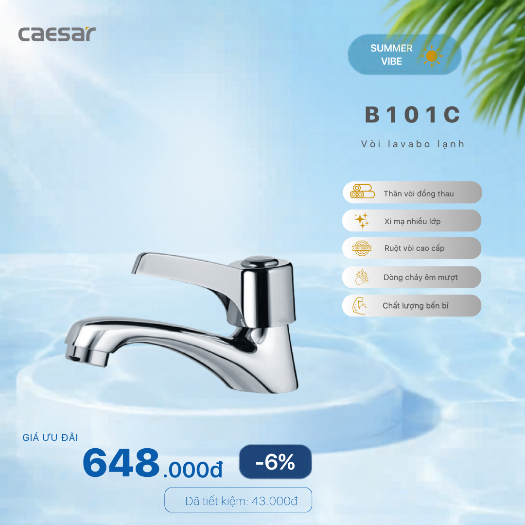  Khuyến mãi ưu đãi Vòi lavabo lạnh B101C 