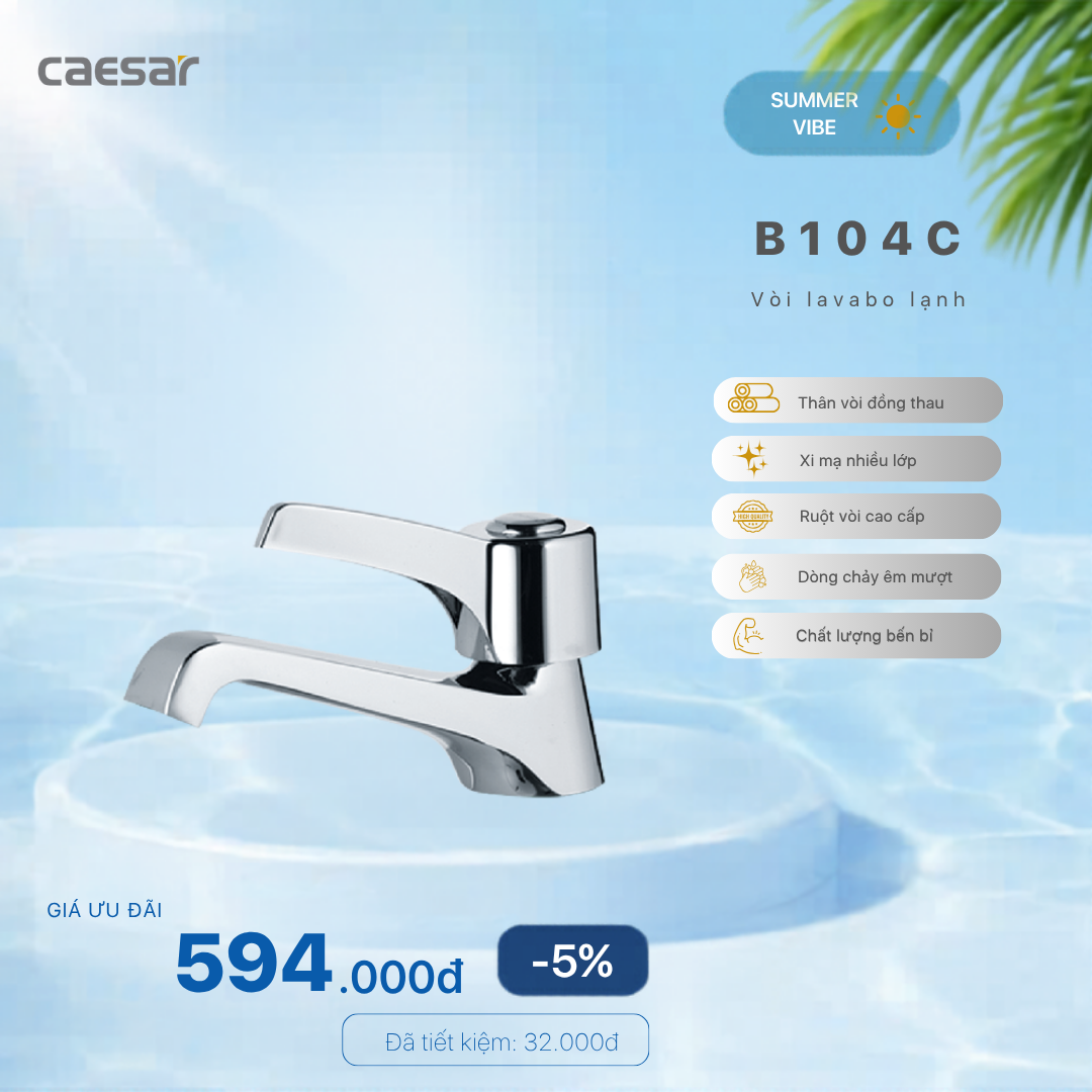  Khuyến mãi ưu đãi Vòi lavabo lạnh - B104C 