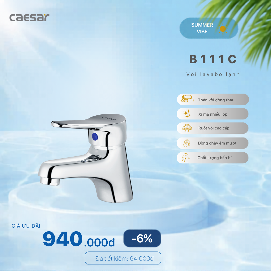  Khuyến mãi ưu đãi  Vòi lavabo Lạnh - B111C 