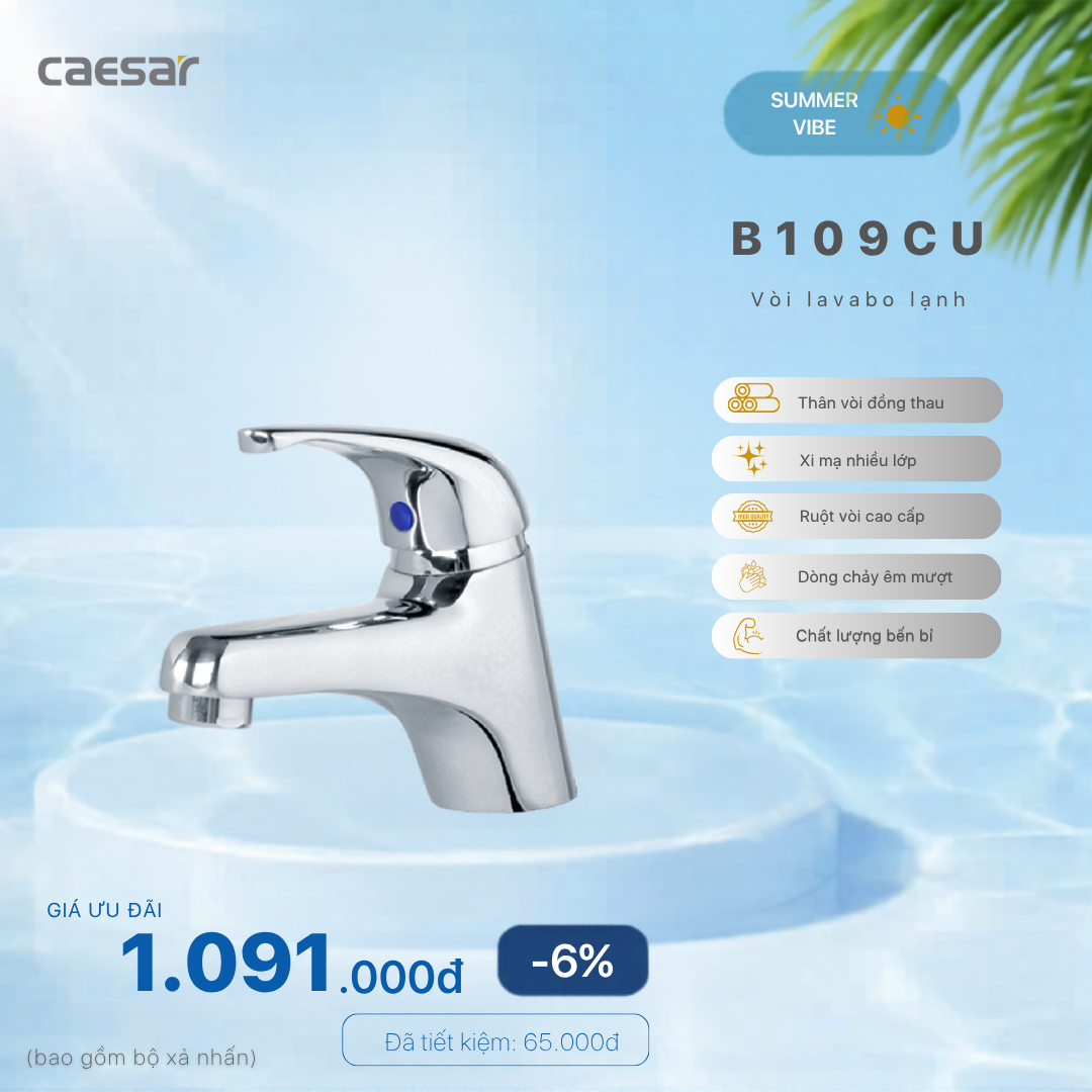  Khuyến mãi ưu đãi Vòi lavabo Lạnh - B109CU 
