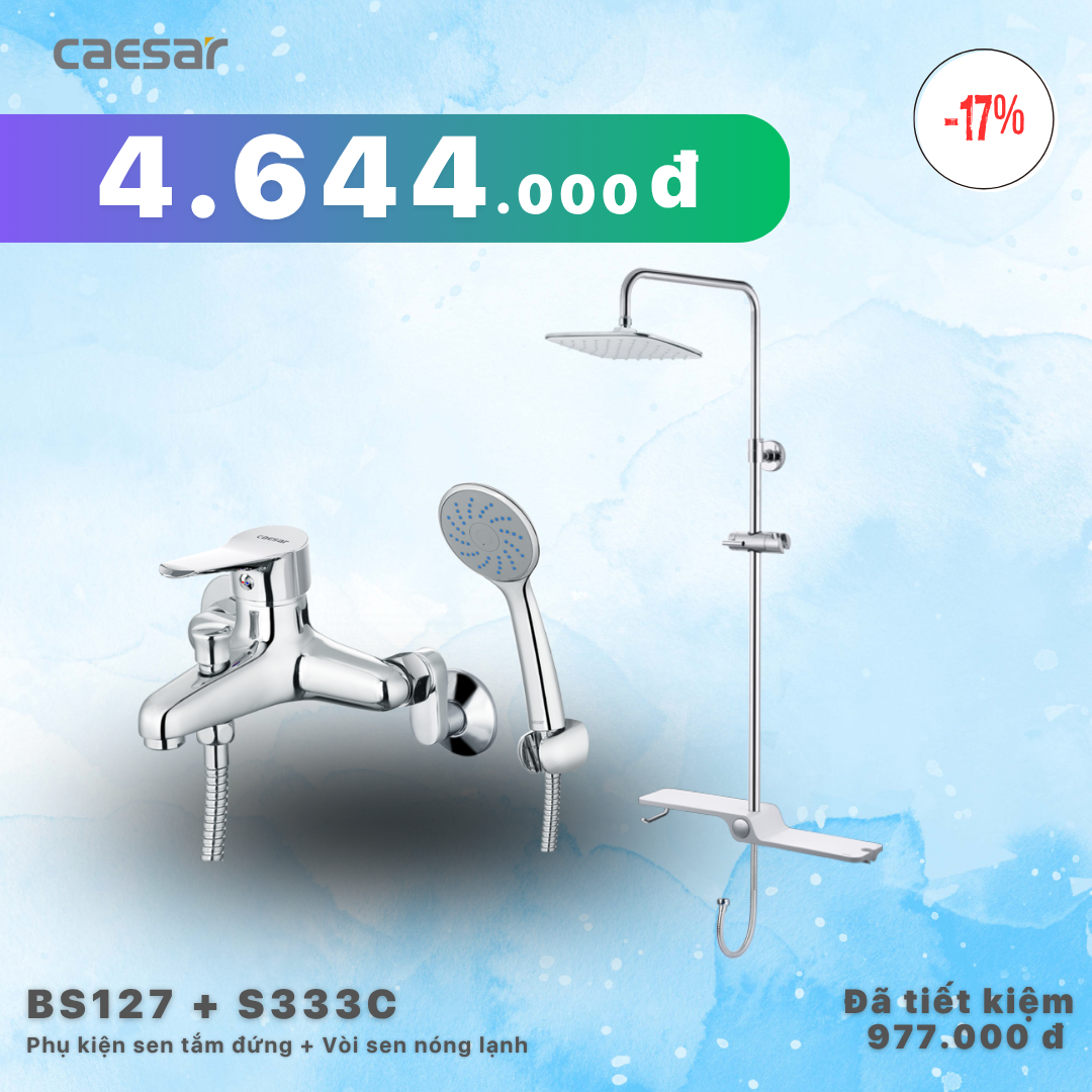  Khuyến mãi ưu đãi-Phụ Kiện Sen Tắm Đứng + Sen tắm nóng lạnh - BS127 + S333C 