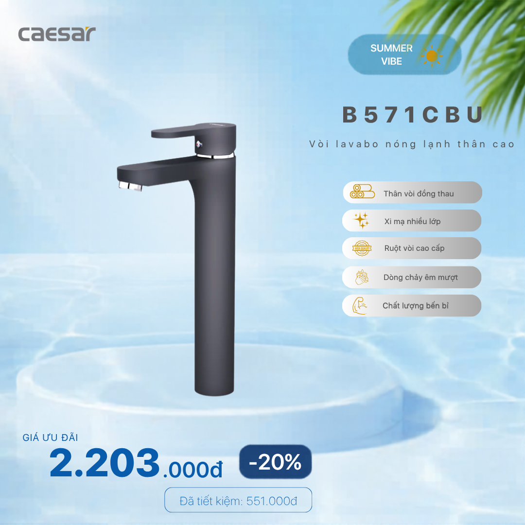  Khuyến mãi ưu đãi Vòi Lavabo Nóng Lạnh Cao - B571CBU 