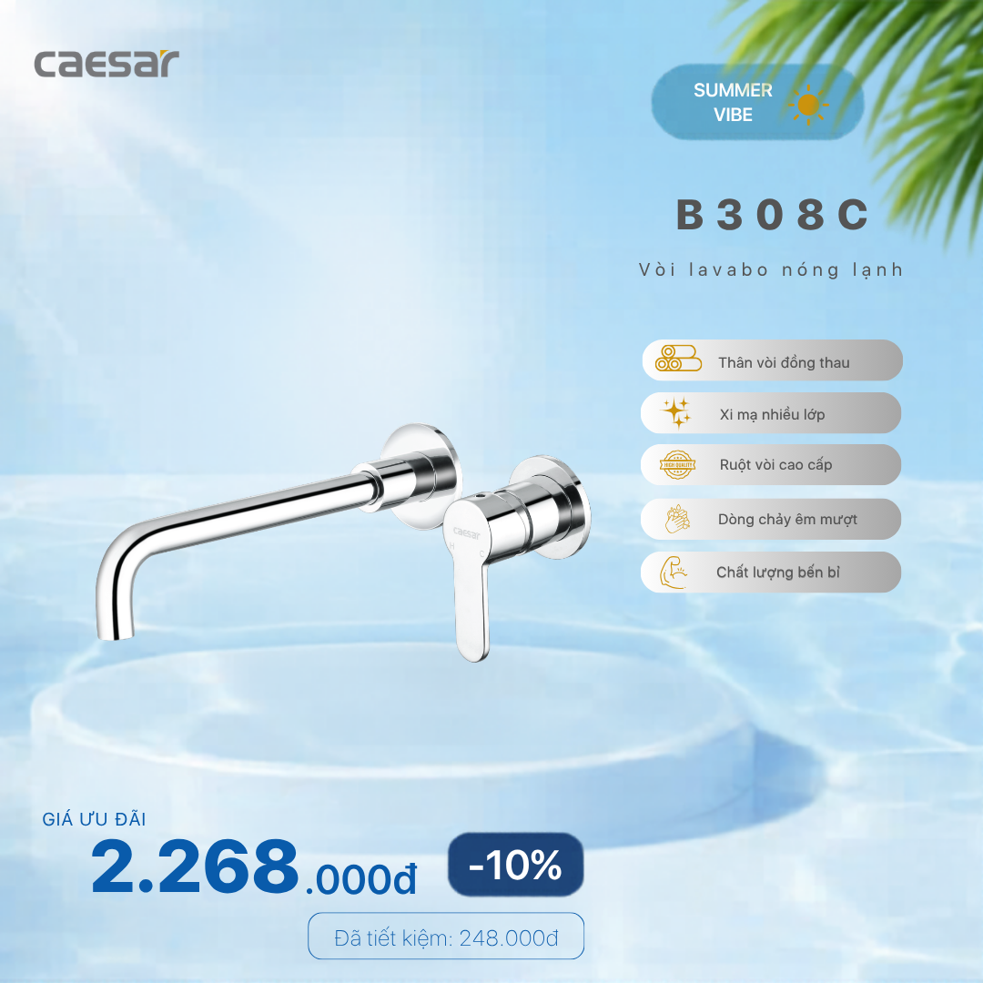  Khuyến mãi ưu đãi Vòi Lavabo Nóng Lạnh - B308C 