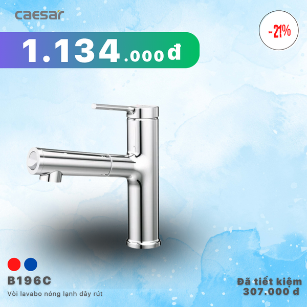  Khuyến mãi ưu đãi - Vòi Lavabo Nóng Lạnh Dây Rút - B196C 