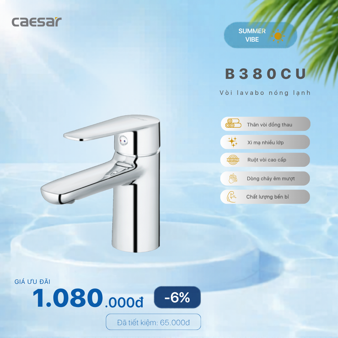  Khuyến mãi ưu đãi Vòi lavabo Nóng Lạnh -  B380CU 