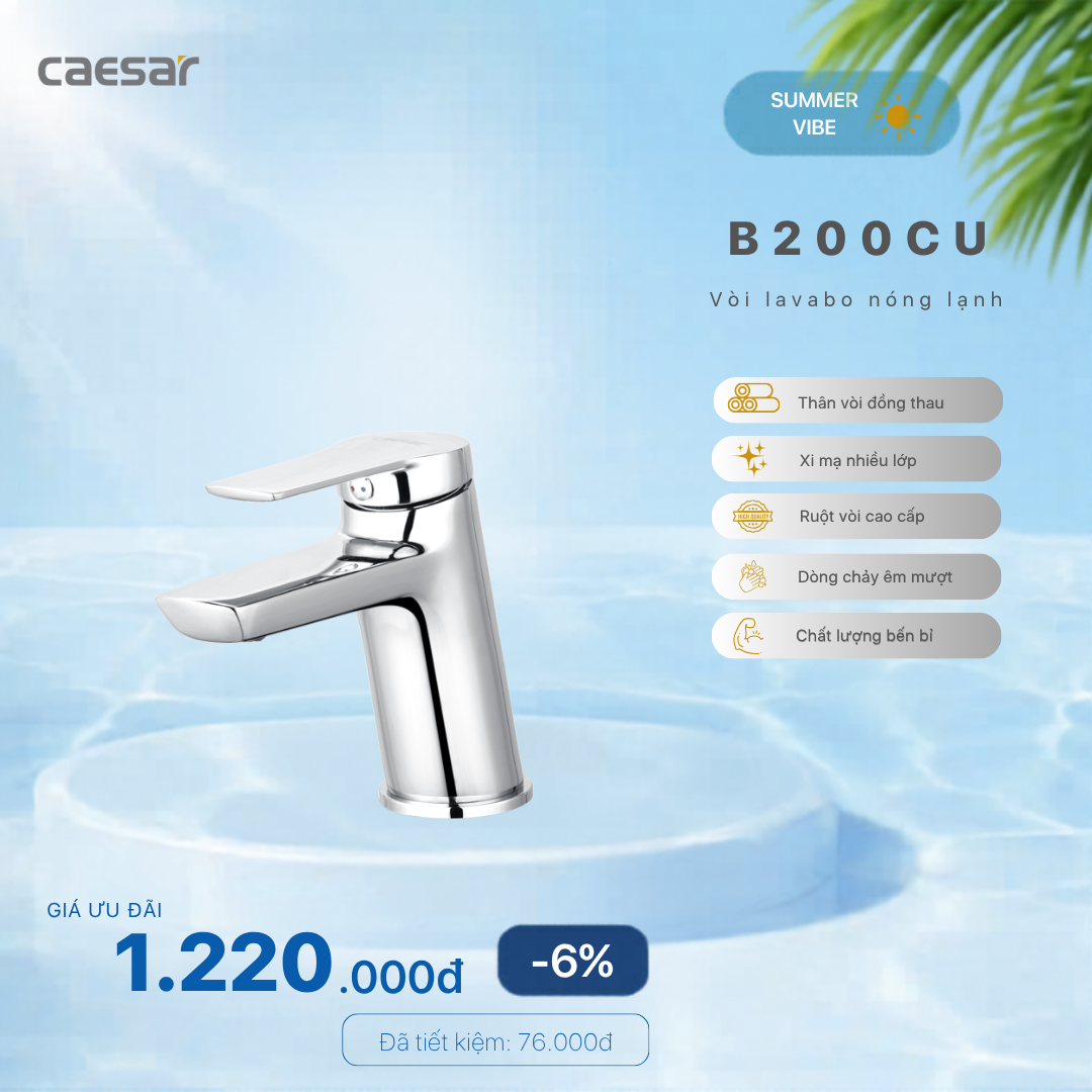  Khuyến mãi ưu đãi Vòi lavabo Nóng Lạnh  - B200CU 