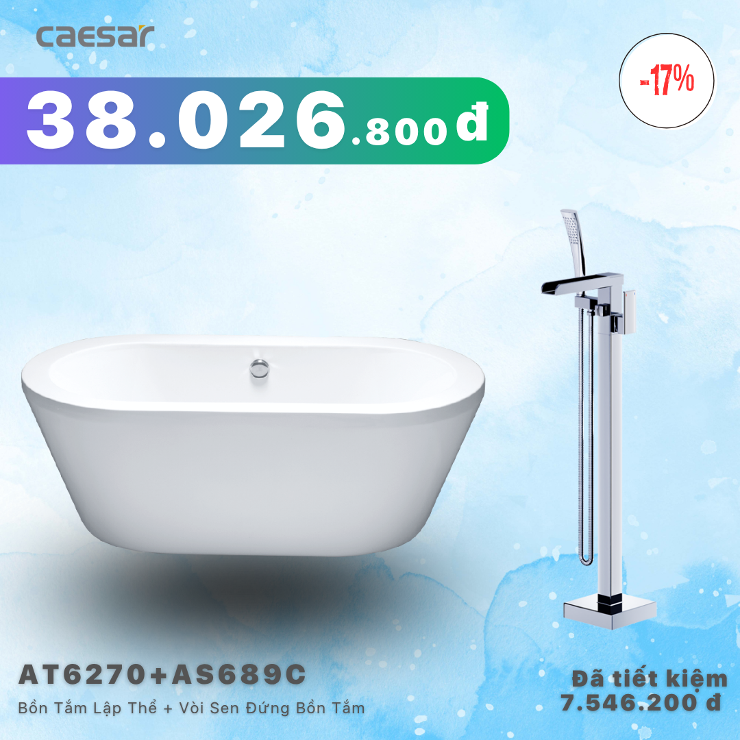  Khuyến mãi ưu đãi - Bồn tắm lập thể + Vòi sen tắm đứng bồn tắm - AT6270 + AS689C 