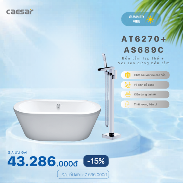 Khuyến mãi ưu đãi - Bồn tắm lập thể + Vòi sen tắm đứng bồn tắm - AT6270 + AS689C