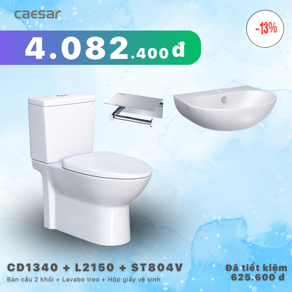  Khuyến mãi bàn cầu + Lavabo treo + Hộp đựng giấy vệ sinh - CD1340 + L2150 + ST804V 