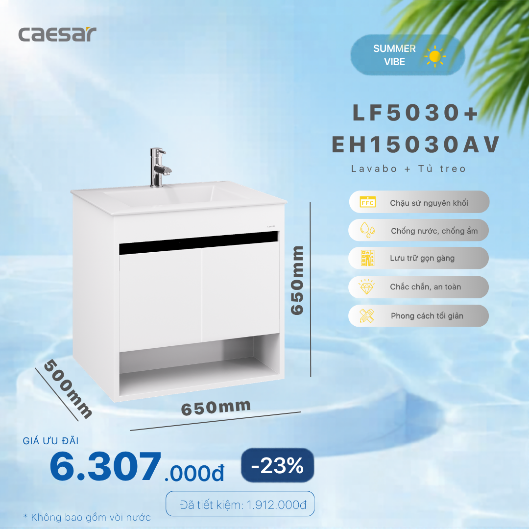  Khuyến mãi ưu đãi - Lavabo + Tủ treo - LF5030 + EH15030AV 