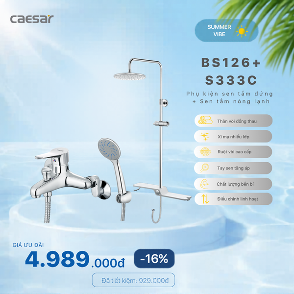  Khuyến mãi ưu đãi-Phụ Kiện Sen Tắm Đứng + Sen tắm nóng lạnh - BS126 + S333C 