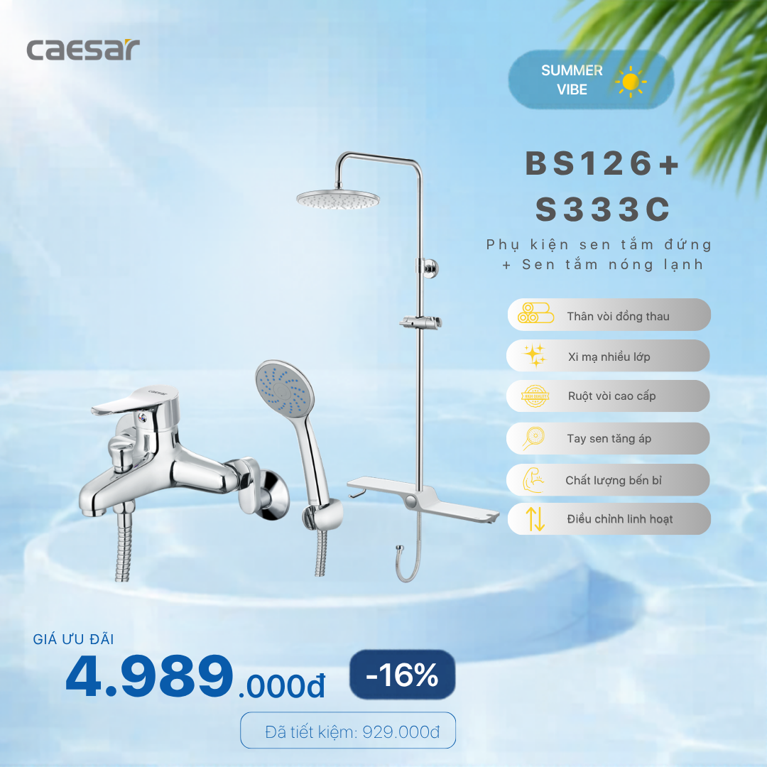  Khuyến mãi ưu đãi-Phụ Kiện Sen Tắm Đứng + Sen tắm nóng lạnh - BS126 + S333C 