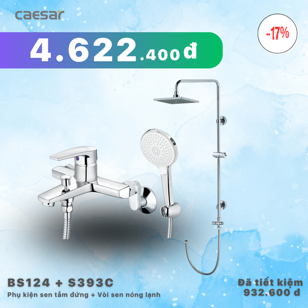  Khuyến mãi ưu đãi Sen tắm đứng kết hợp Vòi sen nóng lạnh - BS124 + S393C 