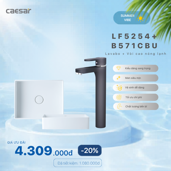  Khuyến mãi ưu đãi - Lavabo  +  Vòi lavabo N- L cao - LF5254 + B571CBU 