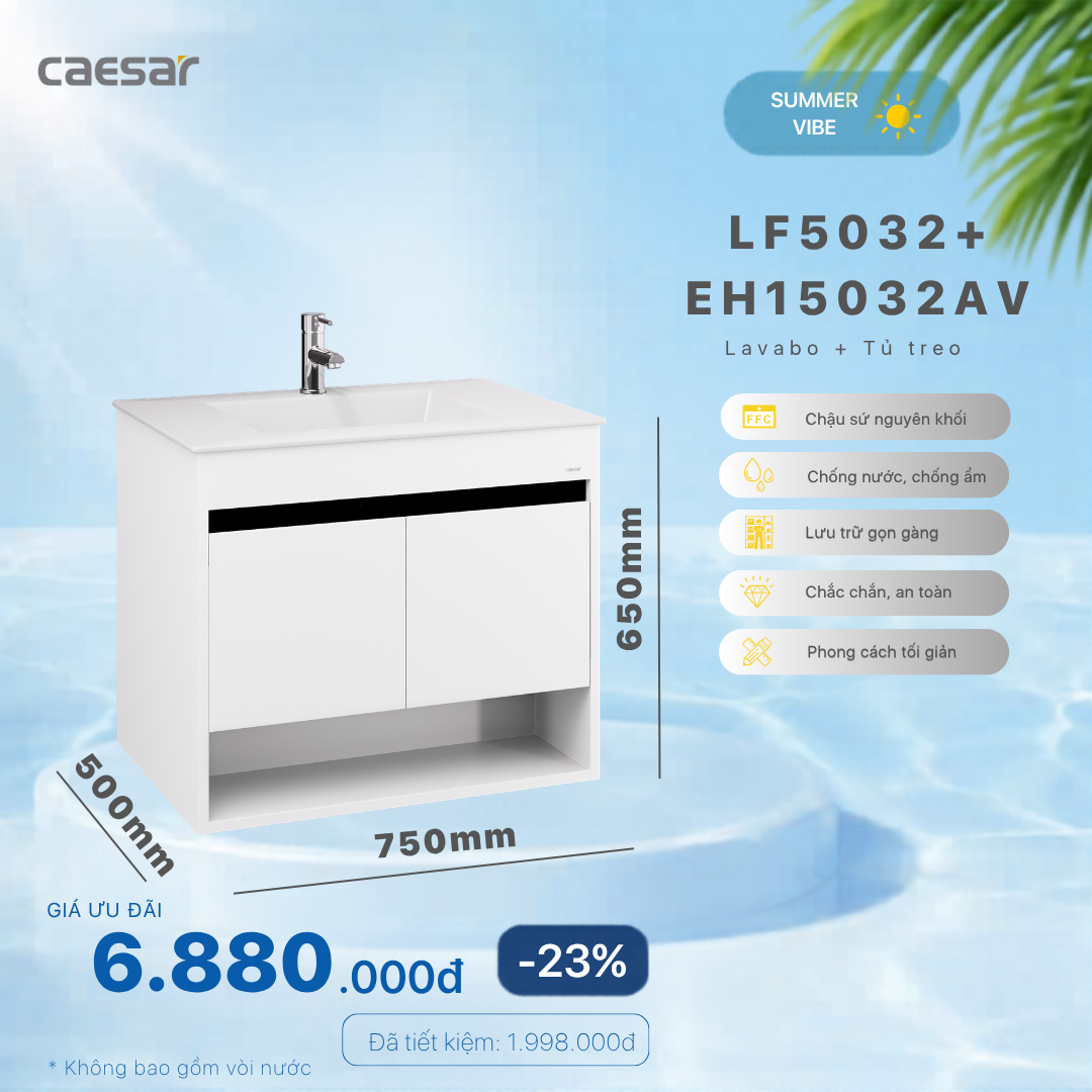  Khuyến mãi ưu đãi - Lavabo + Tủ treo  - LF5032 + EH15032AV 