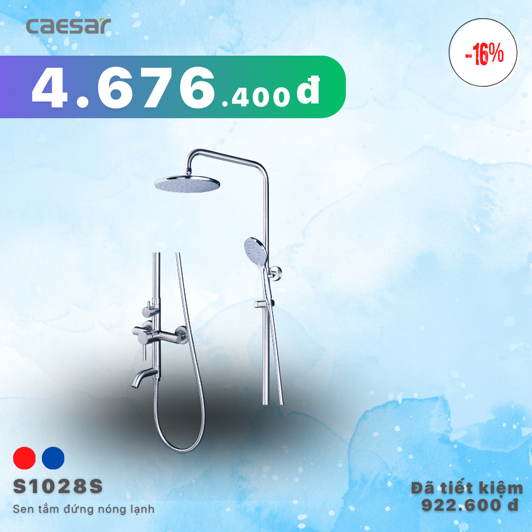 Khuyến mãi ưu đãi - Bộ vòi sen đứng nóng lạnh - S1028S 
