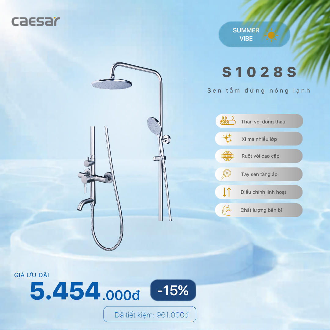  Khuyến mãi ưu đãi - Bộ vòi sen đứng nóng lạnh - S1028S 