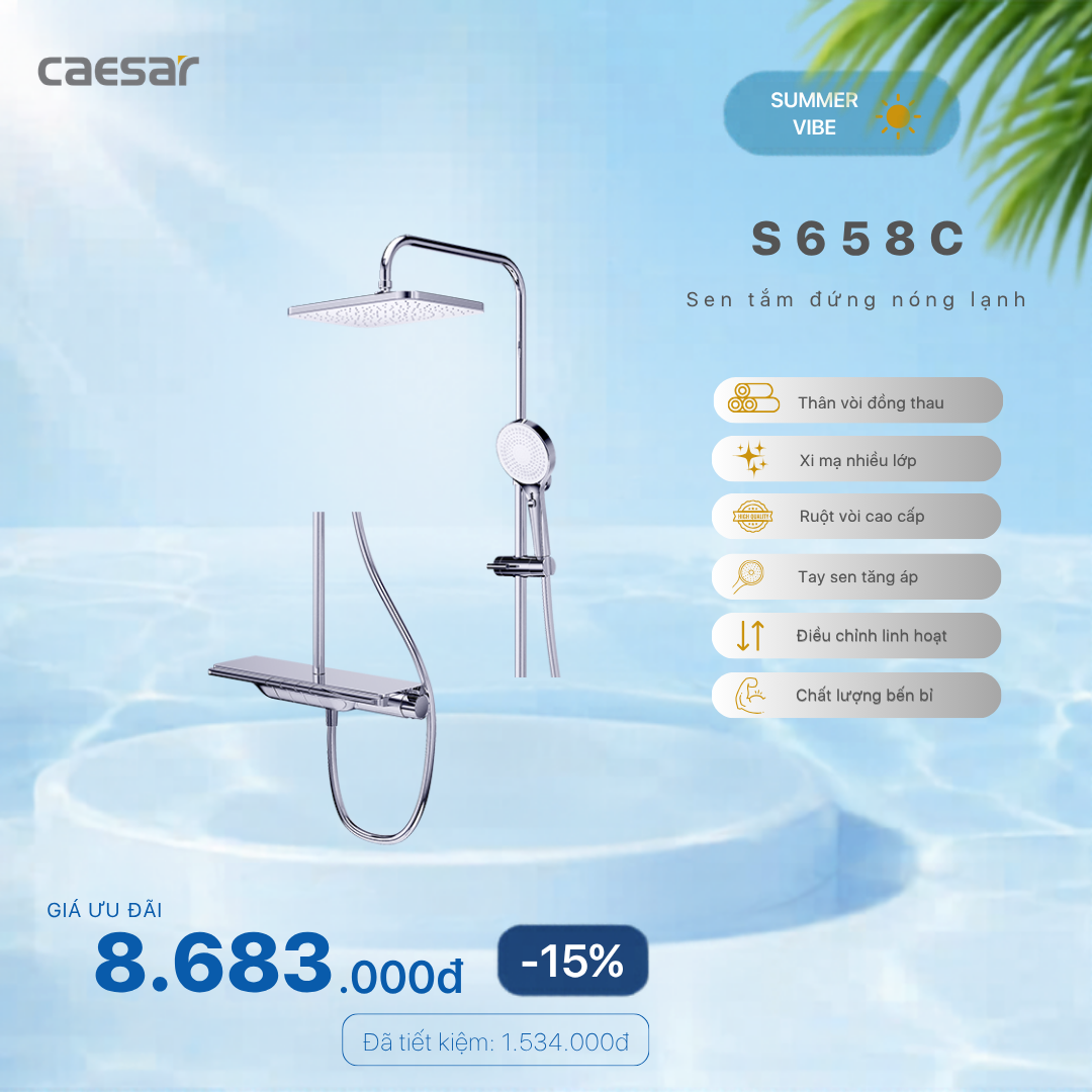  Khuyến mãi ưu đãi Bộ Vòi Sen Đứng Nóng Lạnh - S658C 