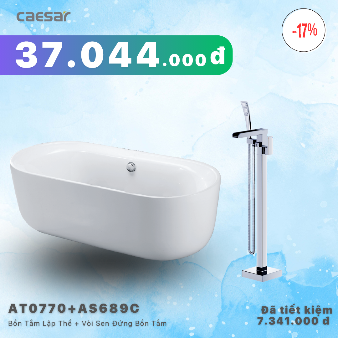  Khuyến mãi ưu đãi - Bồn tắm Lập Thể + Vòi sen bồn tắm nóng lạnh - AT0770 + AS689C 