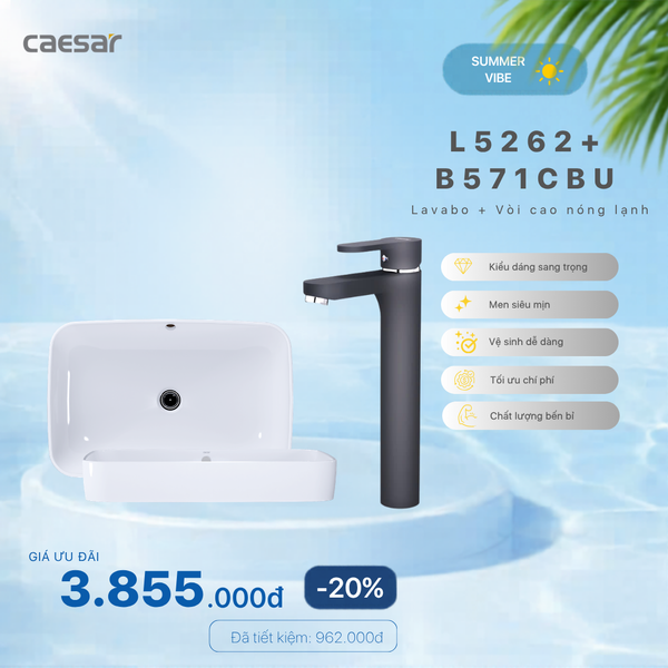  Khuyến mãi ưu đãi - Lavabo  +  Vòi lavabo N- L cao - L5262 + B571CBU 