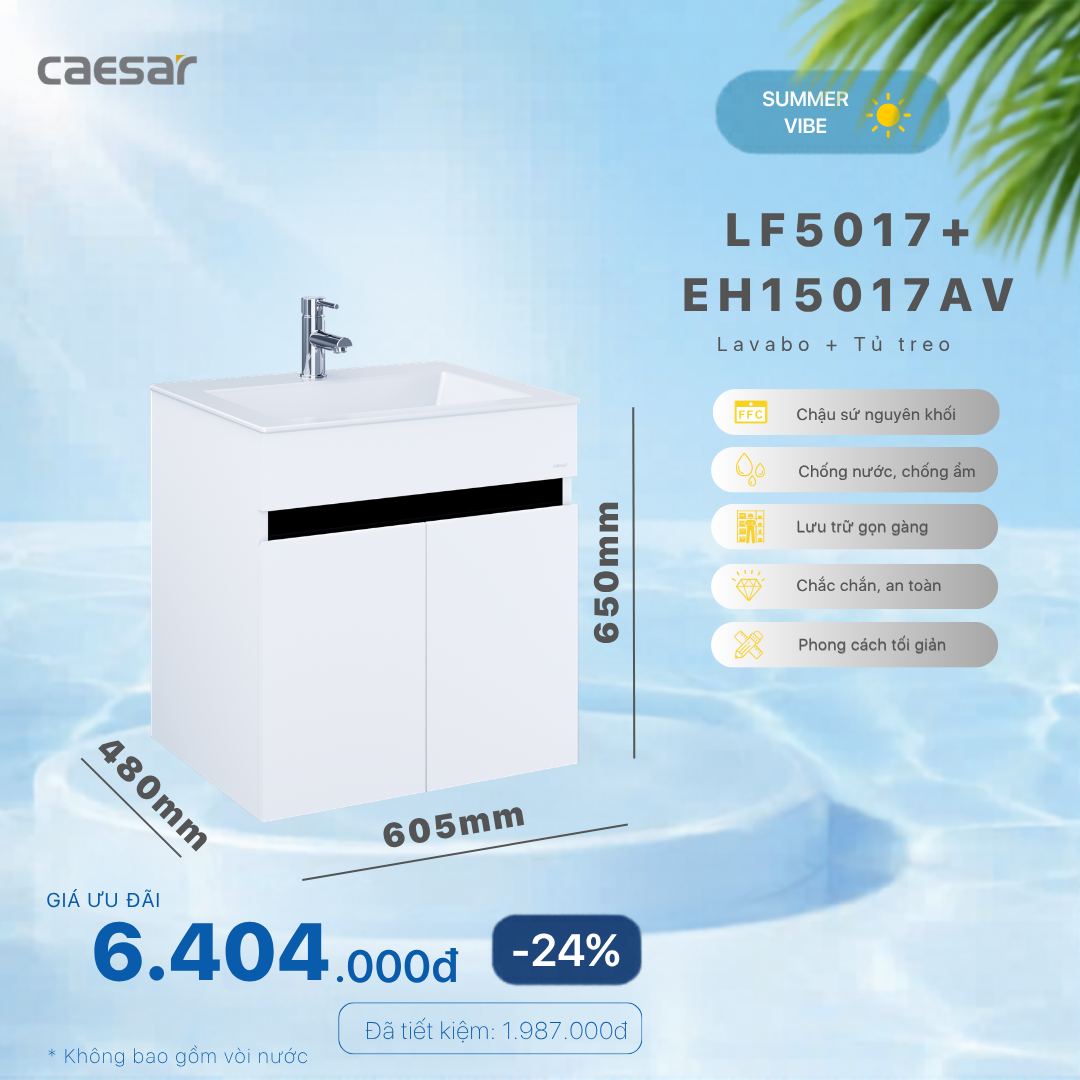 Khuyến mãi ưu đãi - Lavabo + Tủ Treo - LF5017 + EH15017AV 