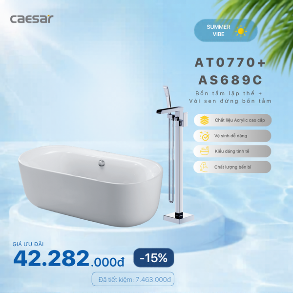 Khuyến mãi ưu đãi - Bồn tắm Lập Thể + Vòi sen bồn tắm nóng lạnh - AT0770 + AS689C