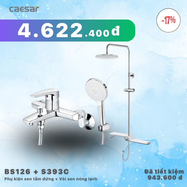 Khuyến mãi ưu đãi Sen tắm đứng kết hợp Vòi sen nóng lạnh - BS126 + S393C