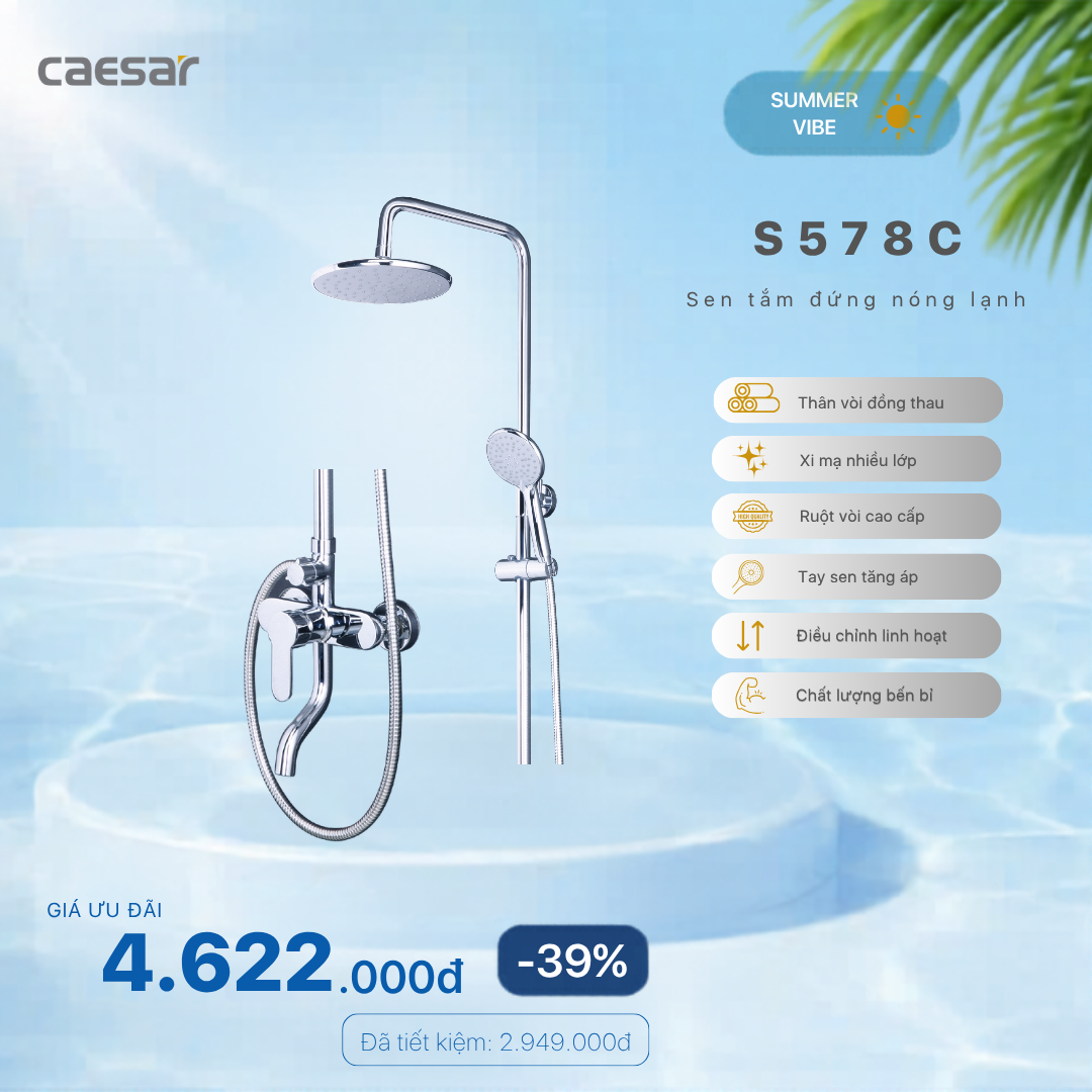  Khuyến mãi ưu đãi - Bộ vòi sen đứng nóng lạnh - S578C 