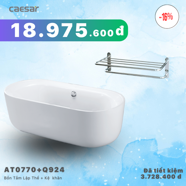  Khuyến mãi ưu đãi - Bồn tắm Lập Thể + Kệ khăn - AT0770+ Q924V 