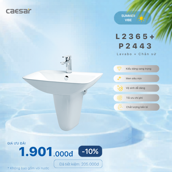  Khuyến mãi ưu đãi Lavabo Treo Tường kết hợp chân treo - L2365 - P2443 