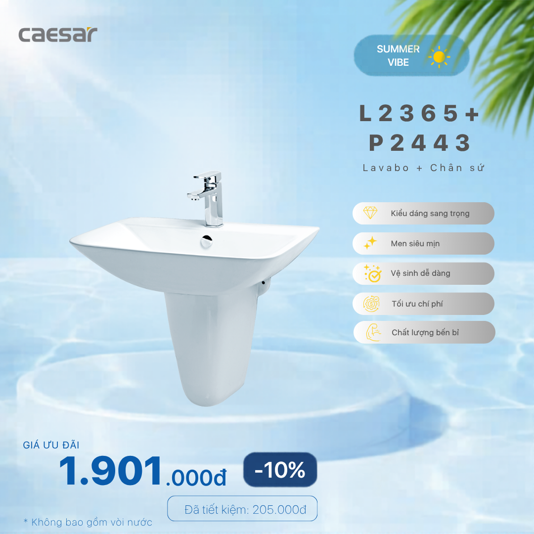  Khuyến mãi ưu đãi Lavabo Treo Tường kết hợp chân treo - L2365 - P2443 