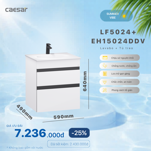  Khuyến mãi ưu đãi - Lavabo + Tủ treo -  LF5024 + EH15024DDV 