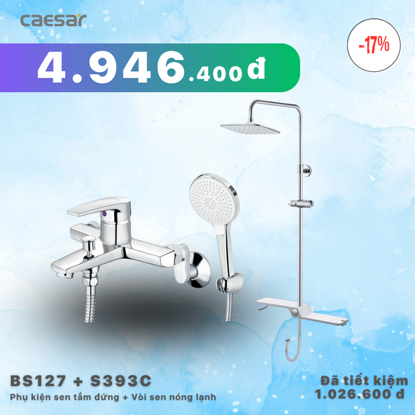 Khuyến mãi ưu đãi Sen tắm đứng kết hợp Vòi sen nóng lạnh - BS127 + S393C