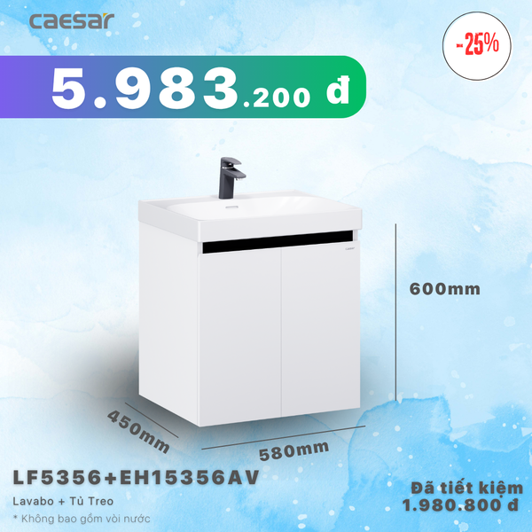  Khuyến mãi ưu đãi - Lavabo + Tủ treo - LF5356 + EH15356AV 