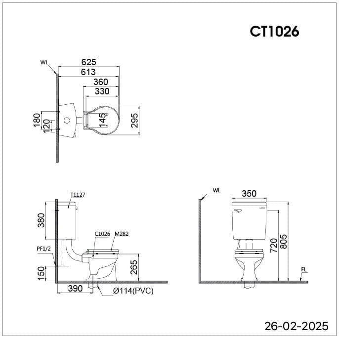  Bàn Cầu Trẻ Em - Hai Khối - CT1026 