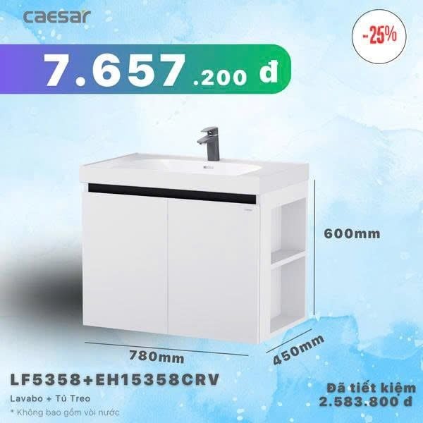  Khuyến mãi ưu đãi -Lavabo + Tủ treo -  LF5358 + EH15358CRV 